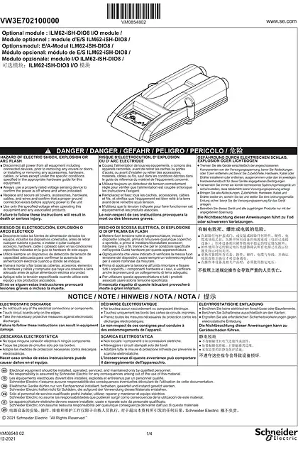 schneider施耐德VW3E702100000 可选模块_ILM62-iSH-DIO8 I_O 模块